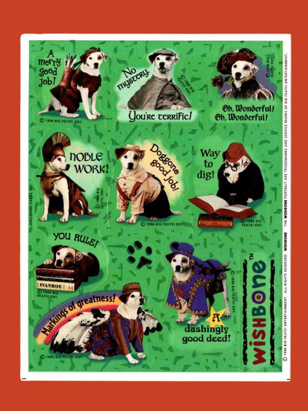 Wishbone 1996 Vintage Sticker Sheet Craft & Collecting